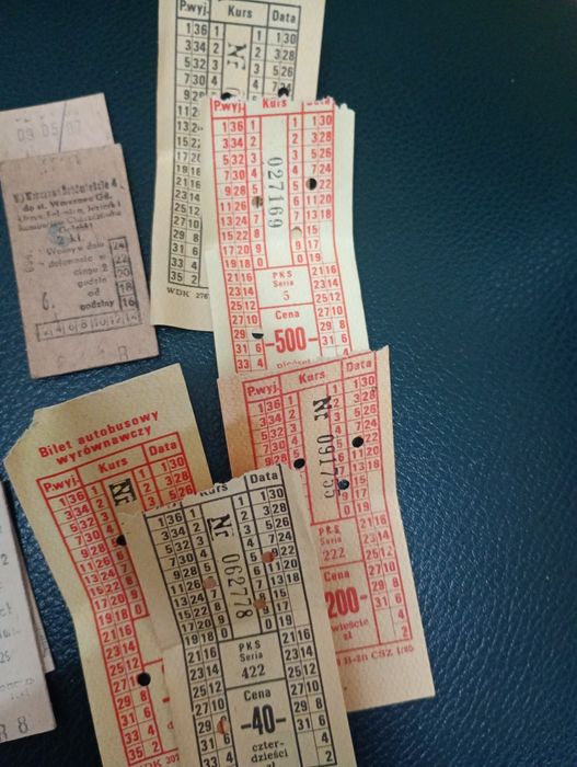 Bilety kartonikowe rok 1982;85;87
