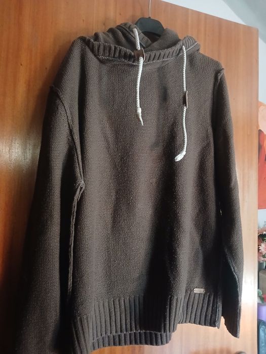 Camisola de capucho castanho xl homem