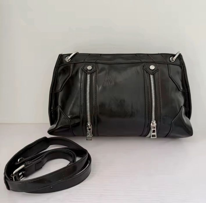 Сумка кросс боди Zadig & Voltaire Rock Black — кожаная с молниями