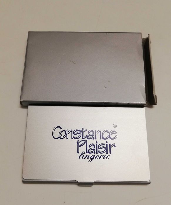 Elegancki wizytownik z aluminium+nóż do otwierania listów, kopert NOWY