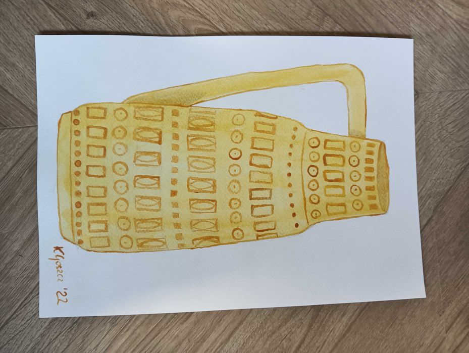 Obraz Akwarela na papierze Wazon INKA ręcznie malowany