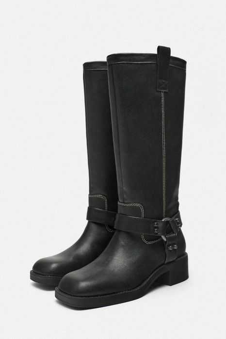 ZARA Luksusowe KOZAKI w stylu biker super cena 38
