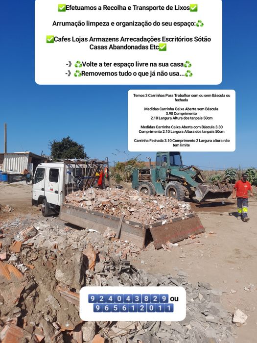 Demolição e Recolha de Entulho Madeira Pladur Monos Resíduos Sucata Serviços Mudança limpeza garagens