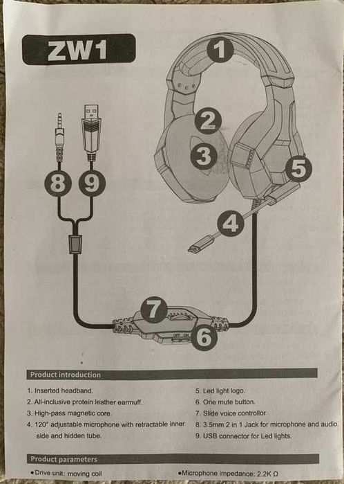 Игровые наушники гарнитура для геймера OZEINO ZW1