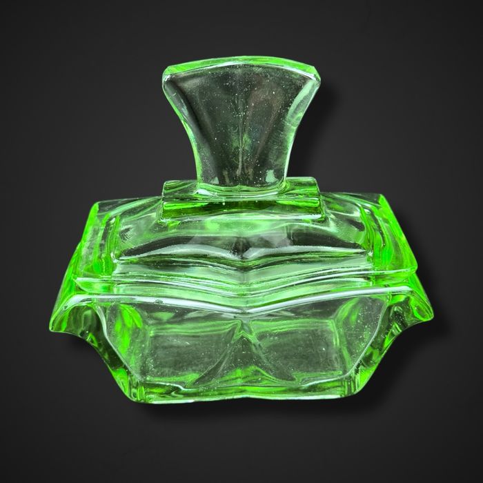 Pojemnik bomboniera szkło vintage art deco zielona b51/02282