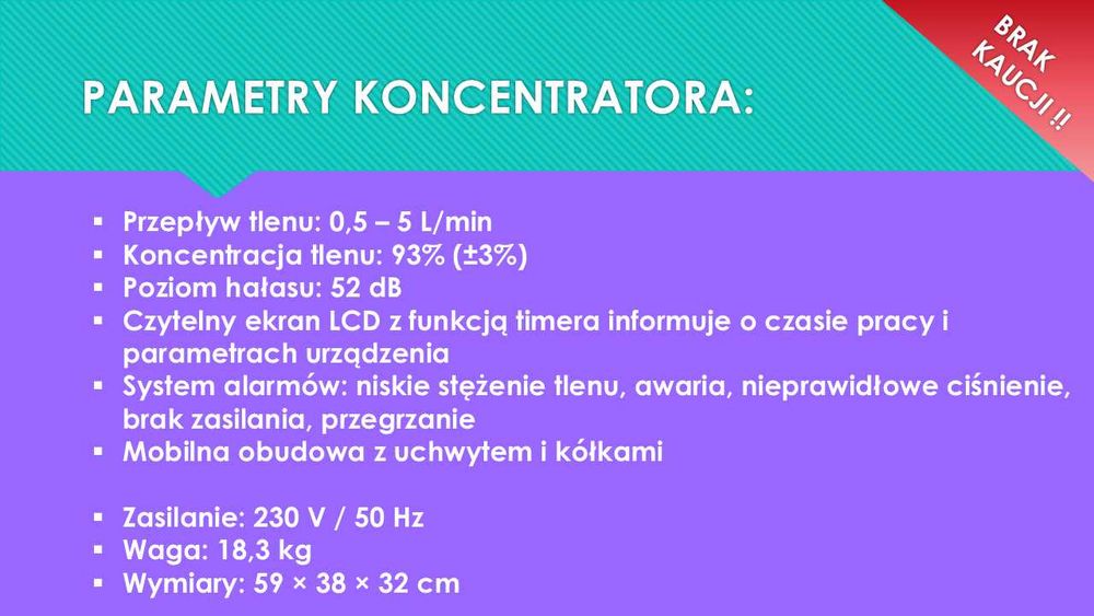 Koncentrator tlenu - wypożyczalnia wynajem