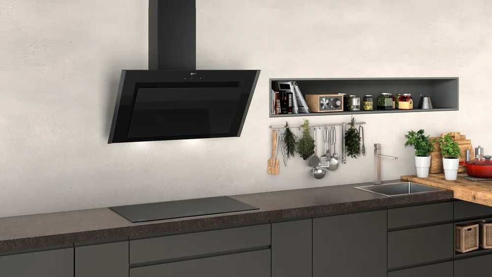 Okap ścienny Neff 90cm szklany ( Czarny)