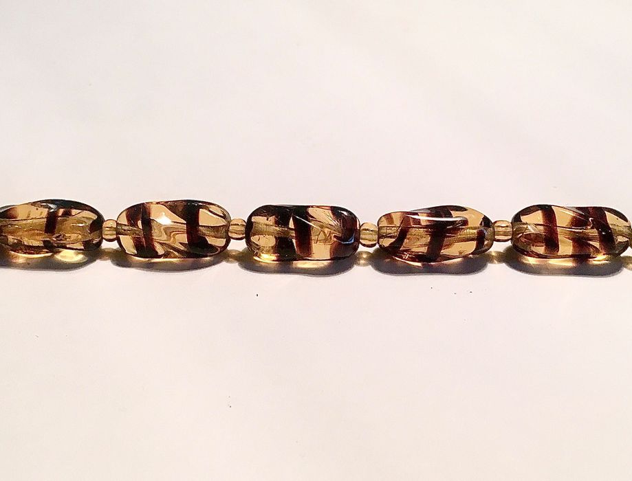 VIDRO OLHO DE TIGRE - colar de contas - séc. XX - 51 cm/s