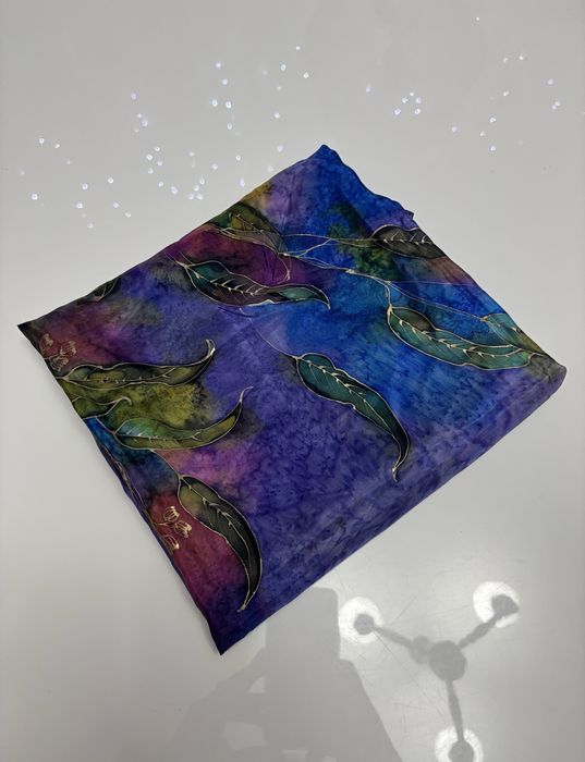 Apaszka ręcznie malowana unikat vintage 100% silk jedwab seta