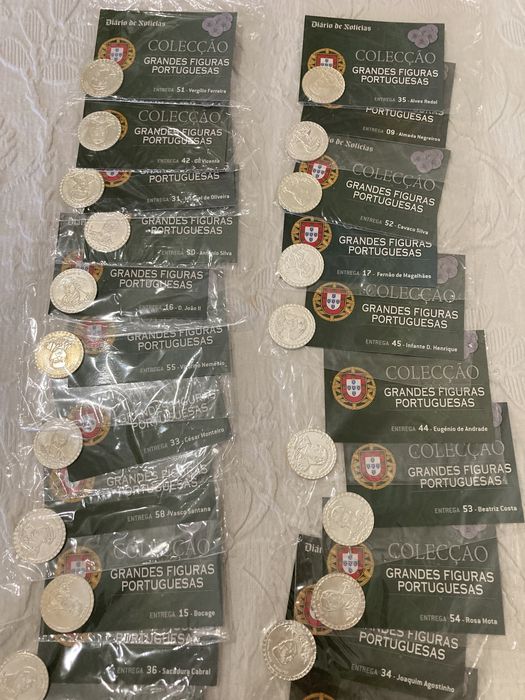 Coleção de moedas grandes figuras portuguesas