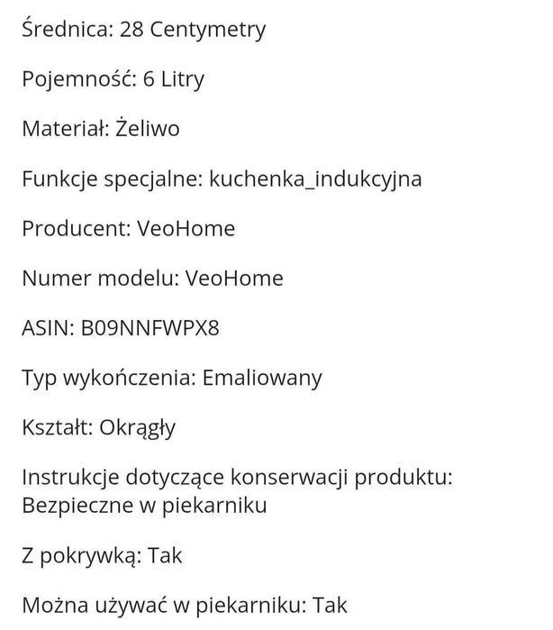 Garnek żeliwny czarny