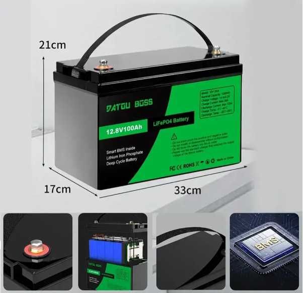 Акумулятор літій-залізо-фосфатний LiFePO4 100 Ah 12.8V 1280 Wh з BMS