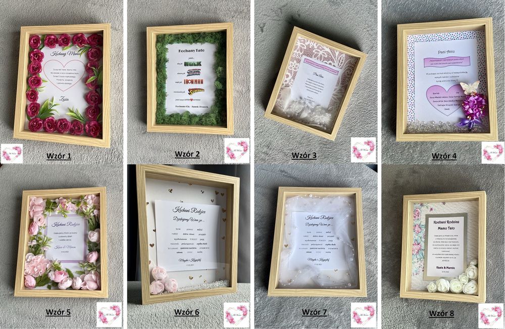 Podziękowanie dla Rodziców prezent w ramce kwiaty