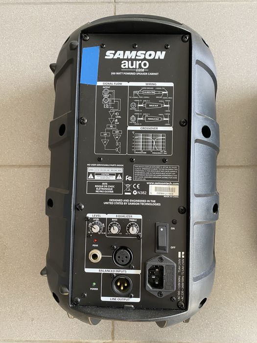 Conjunto Som: 2x Colunas Ativas Samson Auro D208 (200W) + Mesa Stanton M.202