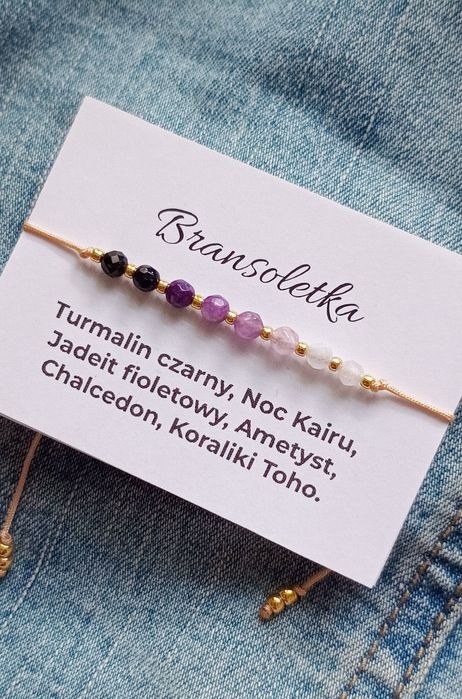 Bransoletka kamienie naturalne minerały Turmalin ametyst jadeit chalce