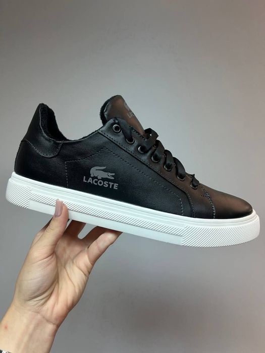 РАСПРОДАЖА ДО 28.04!Мужские зимние кроссовки Lacoste на меху 42 черные