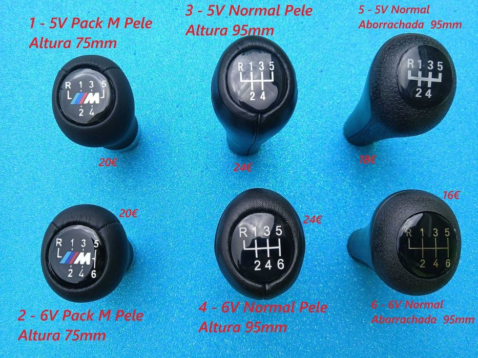 Moca manete punho velocidades Bmw E36 E39 E46 E90 E91 E92 E60 E61 X1 X3 X5 NOVA