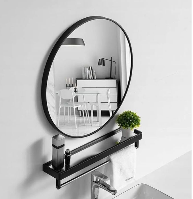 Nowe lustro LOFT 40 cm – czarna rama, eleganckie wykończenie