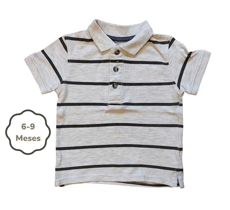 Polo Cinzento Riscas Primark 6-9 meses