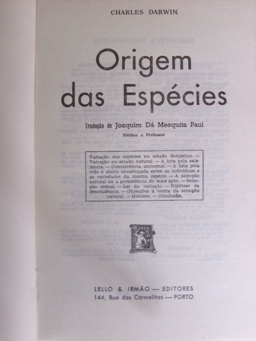 Raro - A origem das Espécies de Charles Darwin
