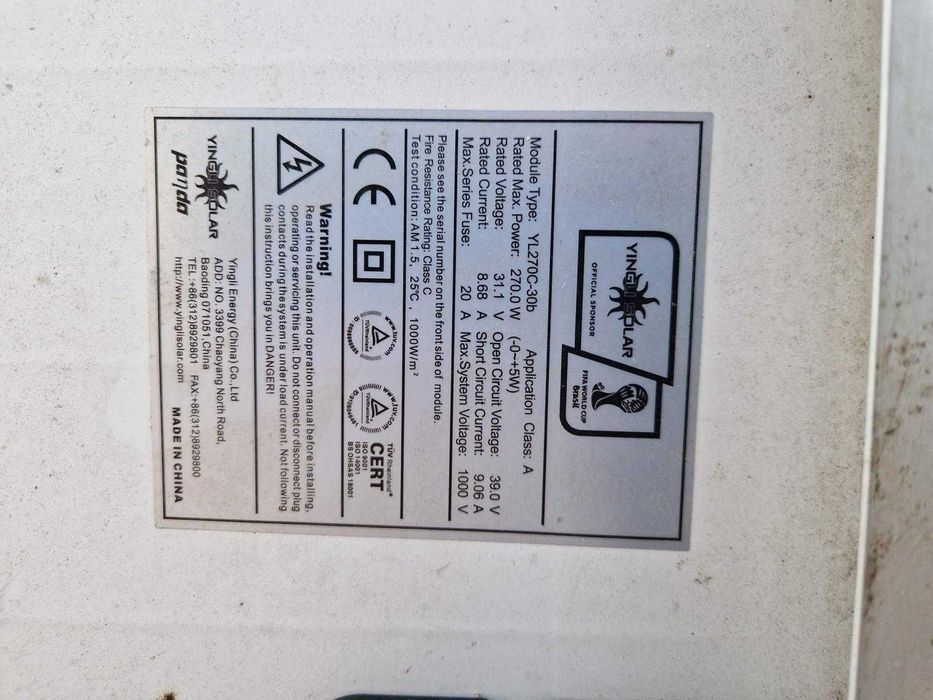 Painéis solares Yingli Panda YL 270C-30B
