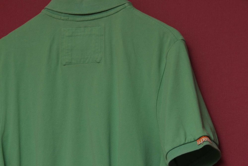Superdry рр L-XL поло из хлопка пике Зеленый горошек