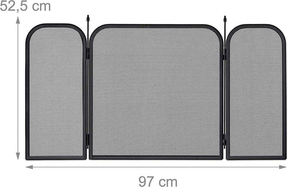Proteção para lareiras, aço, 52,5 x 97 cm, preto