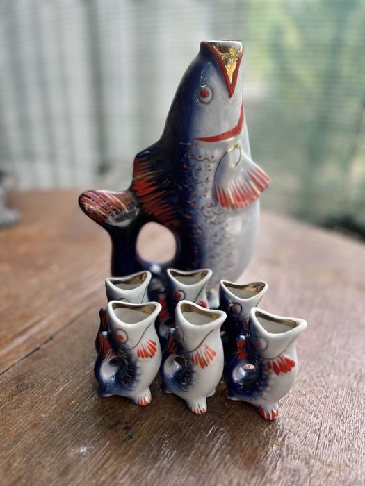 Набор графин и стопки. Рыбки