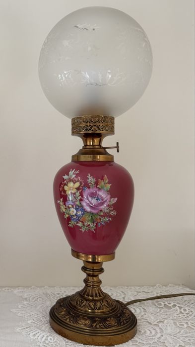 Candeeiro de mesa pintado à mão, vintage
