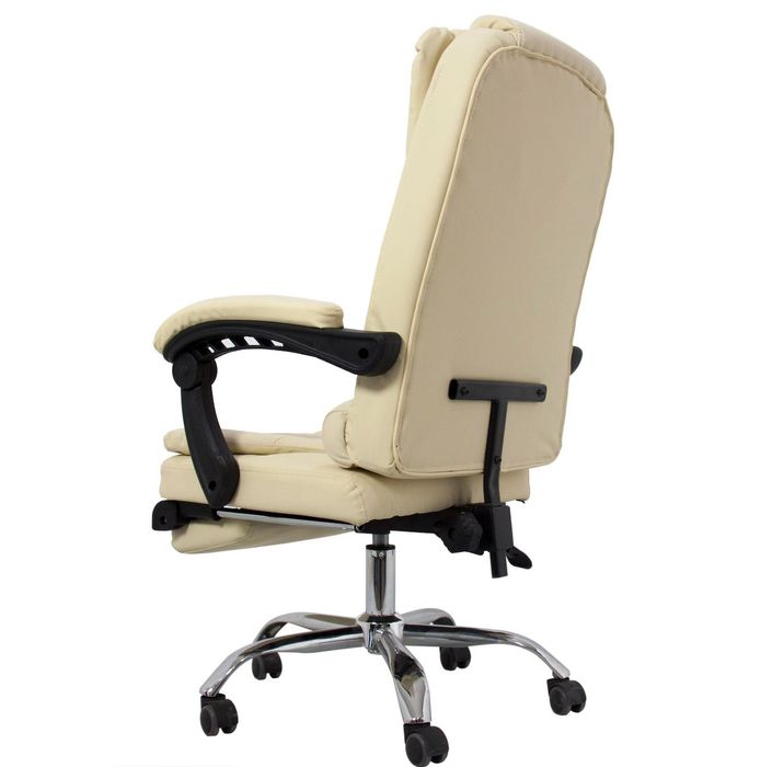 Fotel Obrotowy Krzesło Biurowe Kremowe PREMIUM‼️ z Podnóżkiem NOWE