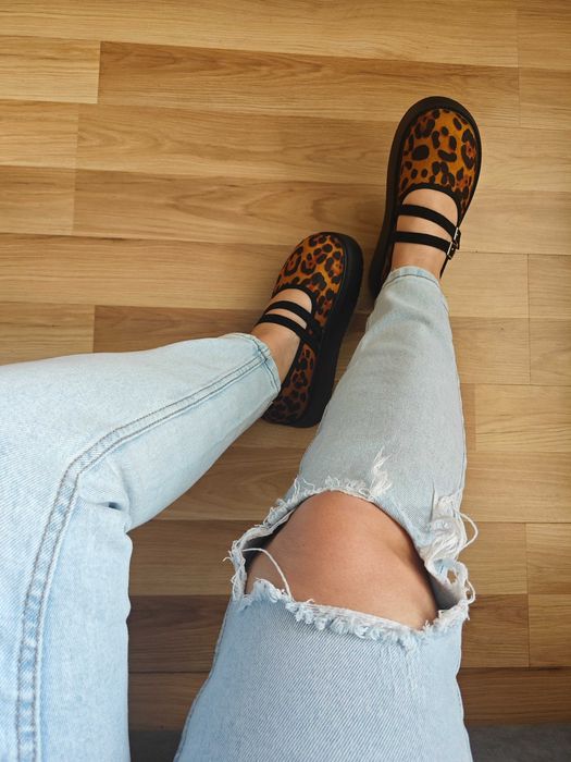 Balerinki damskie panterka koturny Mary Jane 38