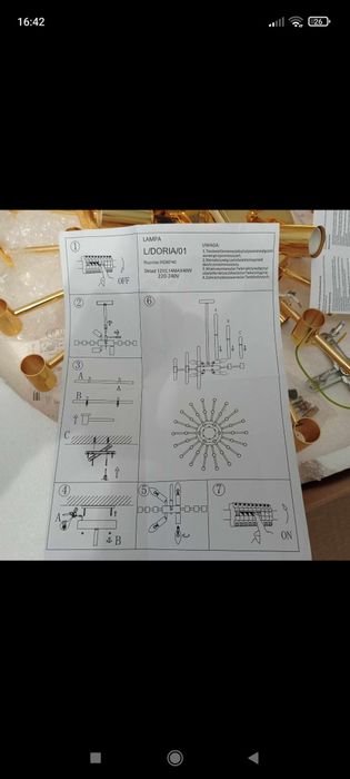 Żyrandol Nowy szkło+ metal