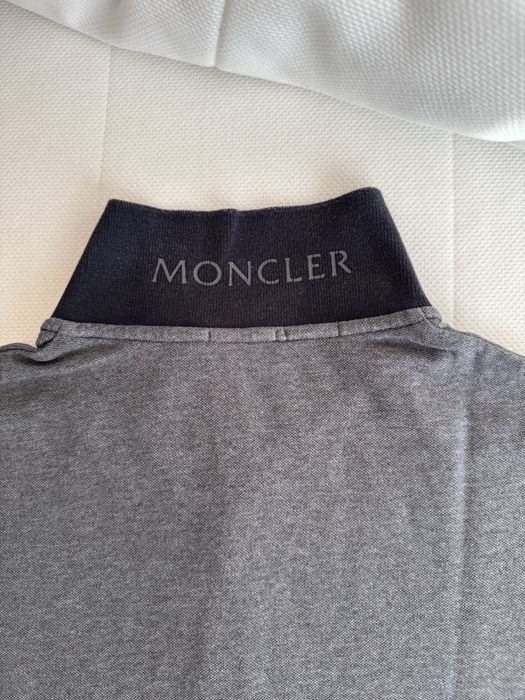 Bluza  koszula z długim rękawem  polo Moncler M szara 100% bawełna