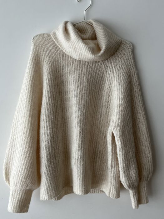 Sweter z wełną Mango bufiaste rękawy roz. S