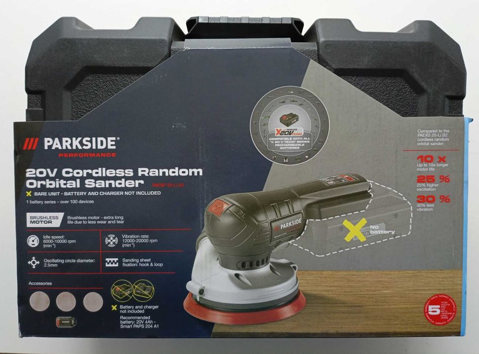 NOWA szlifierka mimośrodowa 20V PARKSIDE PERFORMANCE PAESP 20-Li A2
