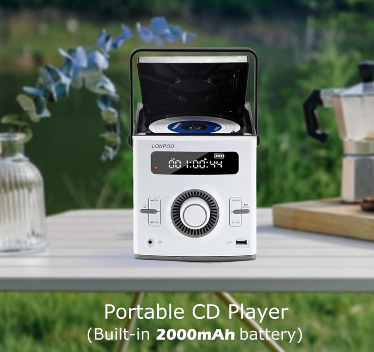 Lonpoo Przenośny odtwarzacz 20 W Stereo Boombox z akumulatorem