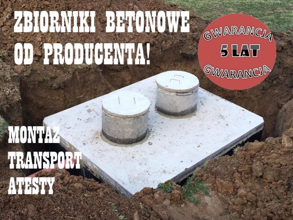 Szamba betonowe, Zbiorniki na Szambo, ŚCIEKI, Deszczówkę 4-12m3 WYKOP