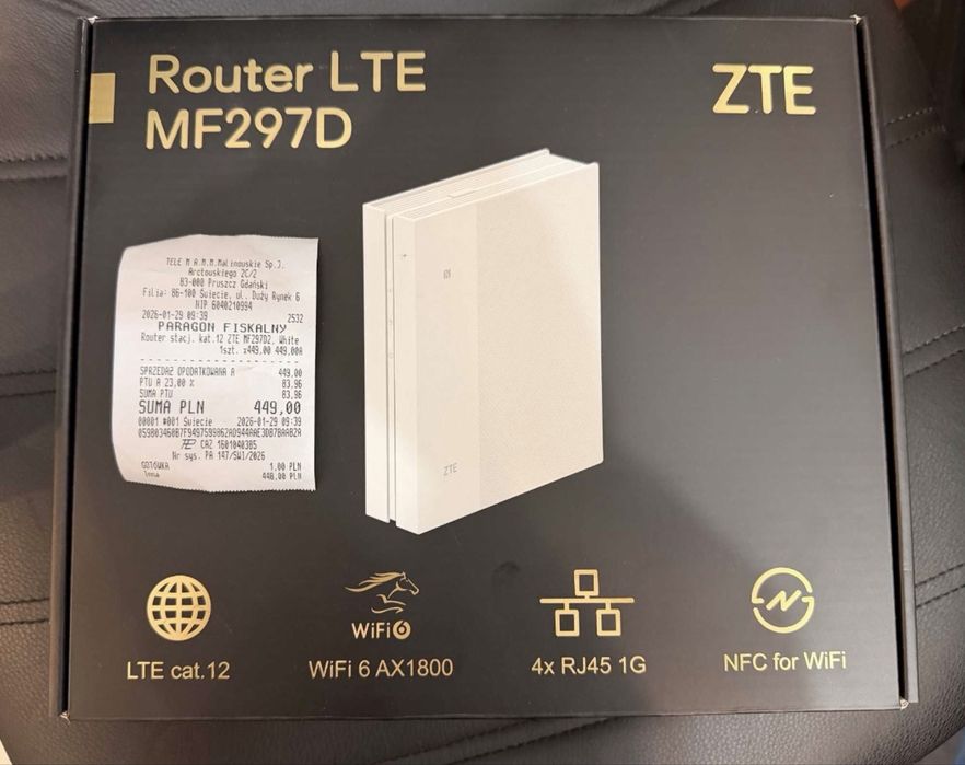 Nowy ZTE MF297D Domowy Biurowy Router WiFi 4G LTE do 600 Mb/s GWARANCJ
