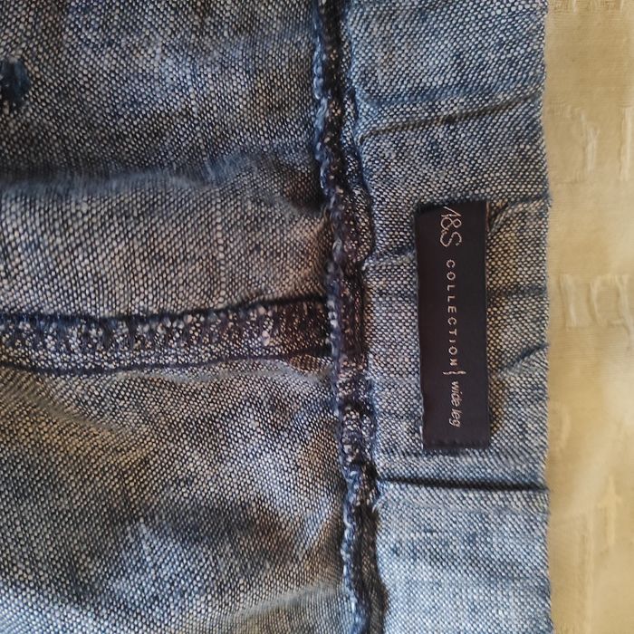 Льняные брюки M&S р. L, 100% лен прямые, широкие, палаццо, лляні штани