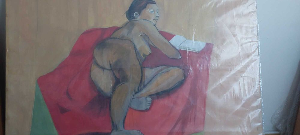 Quadro ' Leitura' nú feminino , óleo sobre tela