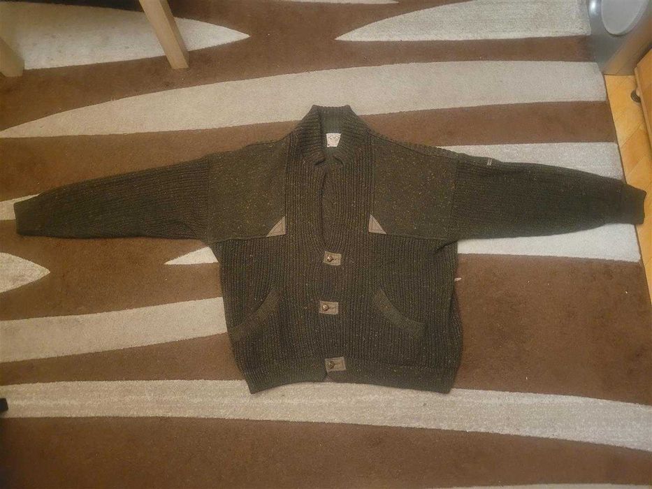 Męski Sweter - Rozmiar XL, Zima, Wełna, Zadbany, Guziki, Mrozy, Brąz