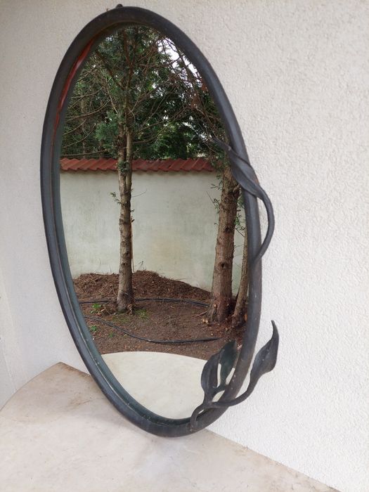 Metaloplastyka  lustro stolik  marmur  żelazo kute