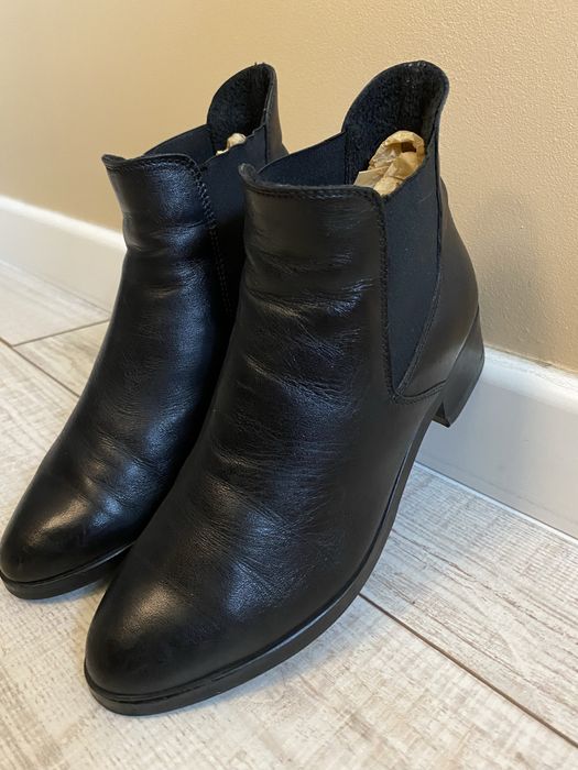 Buty Ryłko wiosna jesień rozmiar 35 botki do kostki skóra czarne