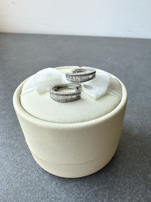 Серьги с бриллиантами 0,45 , серьги конго, золото 585, бриллианты,