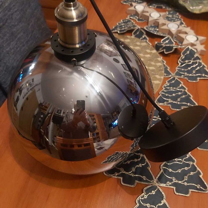 Lampa wisząca nowe srebrna kula -   średnica 30 cm