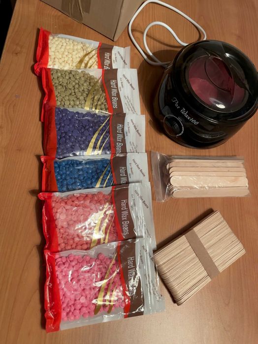 Podgrzewacz do wosku + wosk + szpatulki