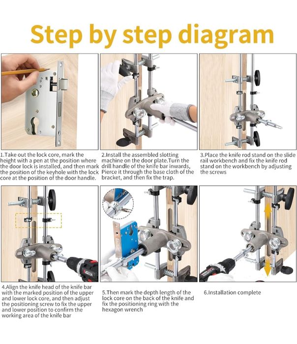 Kit ferramentas instalação fechadura porta madeira