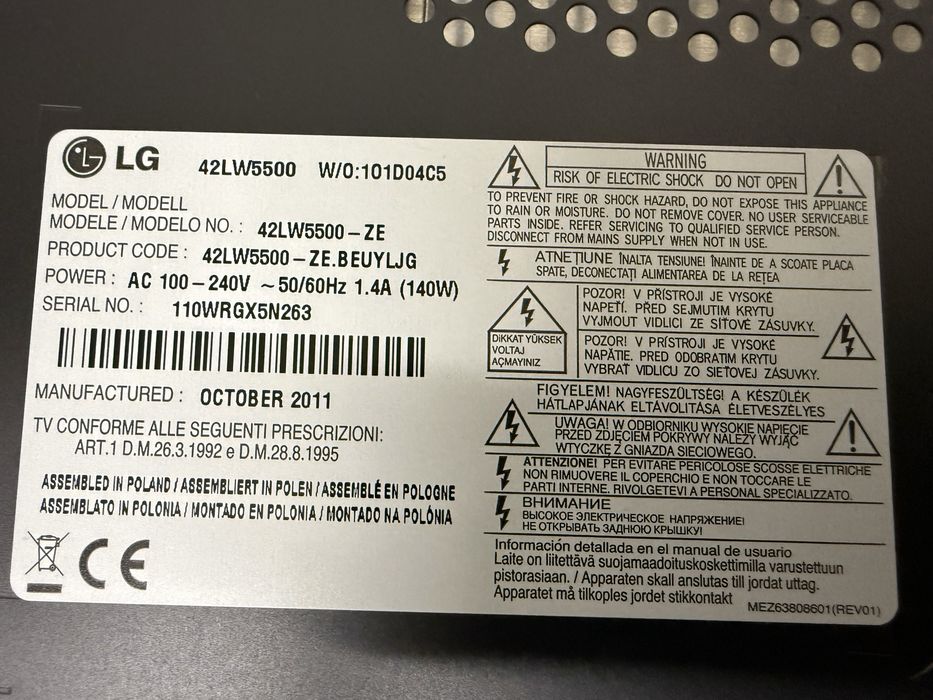 TV LG 42LW5500 (Peças)