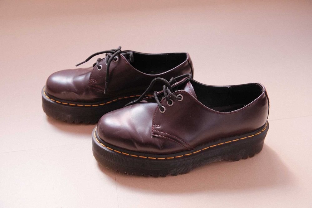 Dr Martens 40 1461 Sapato Plataforma Burgundy Quad Ótimo Estado