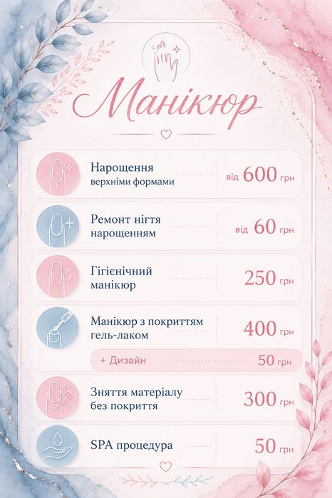 Манікюр за приємною ціною